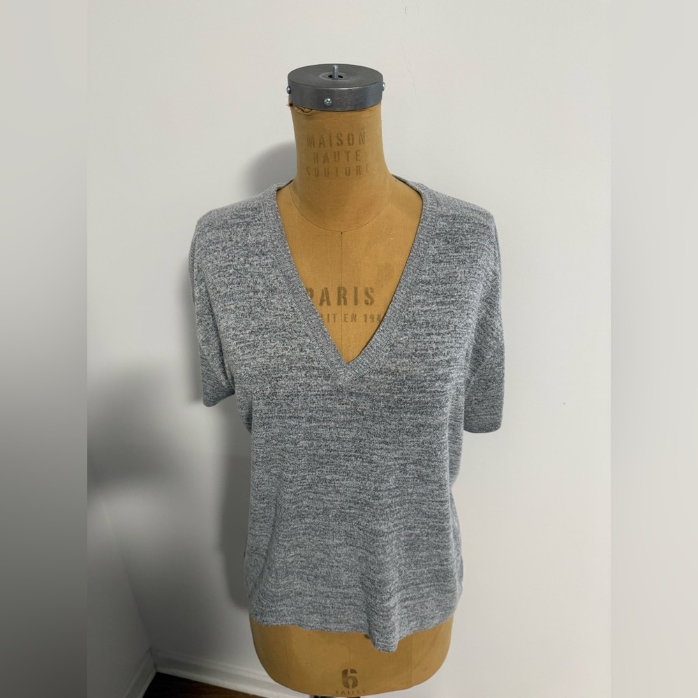 Rag & Bone Avyrl women’s heathered gray short sleeve top v-neck size medium - Picture 4 of 11